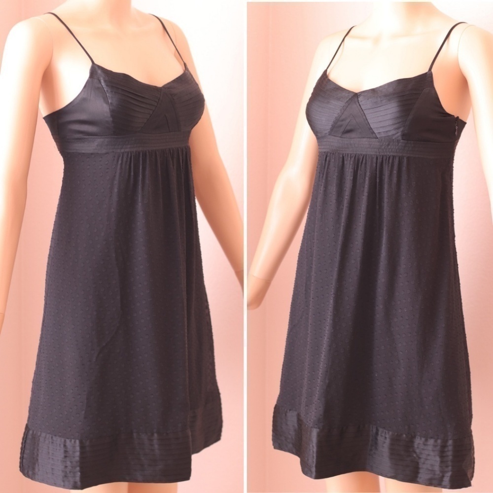 BCBG  babydoll Black Silk Dress spaghetti straps